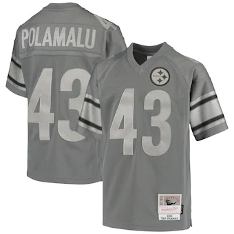 youth mitchell and ness troy polamalu charcoal pittsburgh s